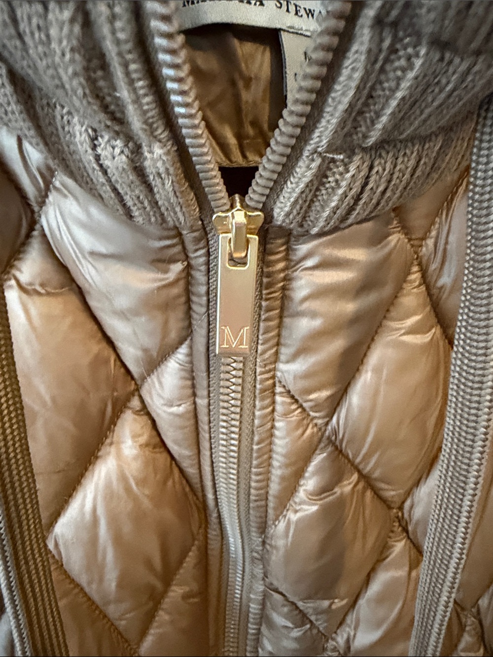 Martha Stewart Quilted Short-Sleeve Puffer Vest in Taupe - Picture 5 of 7